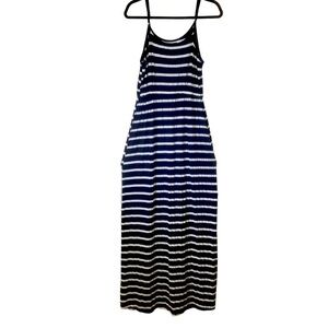 5th & Love women's size Medium Navy White Stripe Spaghetti Strap Maxi dress